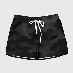 Женские шорты Черно-серая текстура камуфляжа