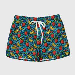 Женские шорты Летний вайб - фрукты и ягоды паттерн