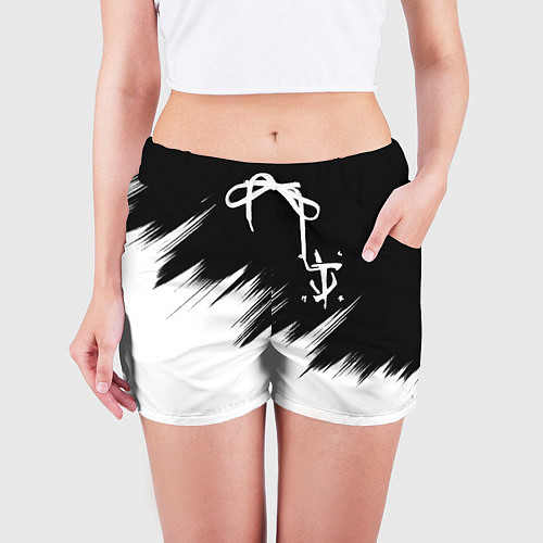 Женские шорты Doom краски черно белый / 3D-принт – фото 3