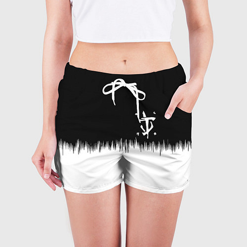 Женские шорты Doom краски черно белый / 3D-принт – фото 3