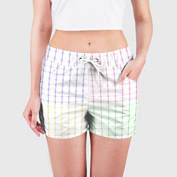 Шорты женские Color white multicolored stripes, цвет: 3D-принт — фото 2