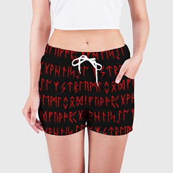 Шорты женские Красные символы древних рун крупные - паттерн, цвет: 3D-принт — фото 2
