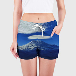 Шорты женские Эльбрус с облаками, цвет: 3D-принт — фото 2