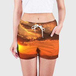Шорты женские Закат на перевале актопрак, цвет: 3D-принт — фото 2