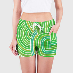 Шорты женские Абстрактный узор зеленый, цвет: 3D-принт — фото 2