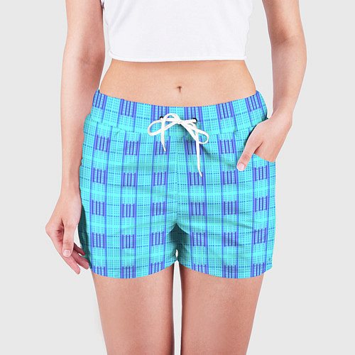 Женские шорты Color neon light blue purple stripes / 3D-принт – фото 3