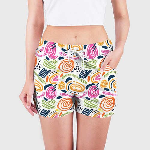 Женские шорты Яркие спирали / 3D-принт – фото 3