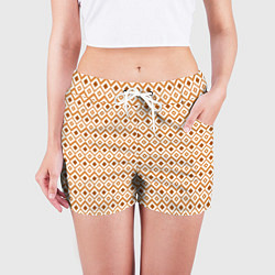 Шорты женские Паттерн с ромбиками коричневый, цвет: 3D-принт — фото 2