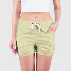 Шорты женские Color beige turquoise, цвет: 3D-принт — фото 2