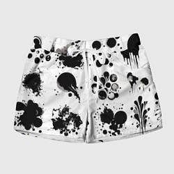 Шорты женские Чёрно-белые кляксы - абстракция, цвет: 3D-принт