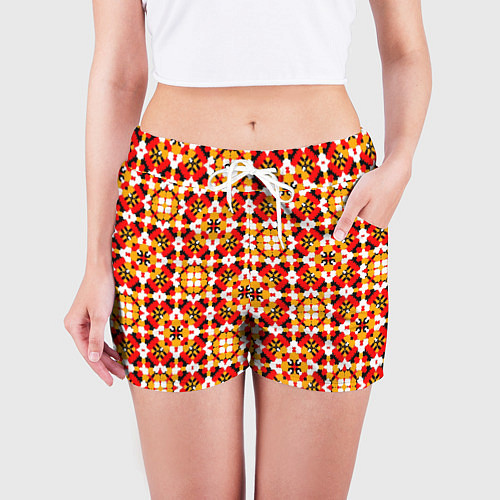 Женские шорты Пестрый узорчатый паттерн / 3D-принт – фото 3