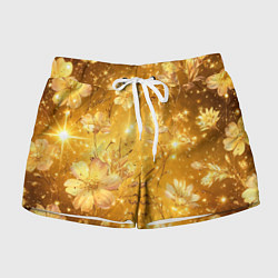 Женские шорты Цветочный золотой с искрами
