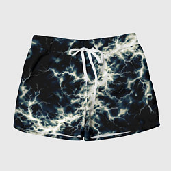 Шорты женские Чёрно-синий разряд абстракция, цвет: 3D-принт