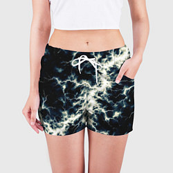 Шорты женские Чёрно-синий разряд абстракция, цвет: 3D-принт — фото 2
