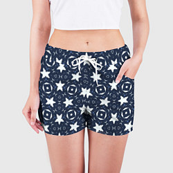 Шорты женские Звезды, квадраты, сердечки, цвет: 3D-принт — фото 2