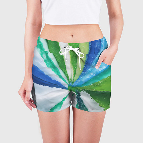 Женские шорты Радуга цветов мальдивских островов / 3D-принт – фото 3