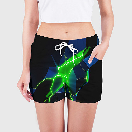 Женские шорты Neon green glow / 3D-принт – фото 3