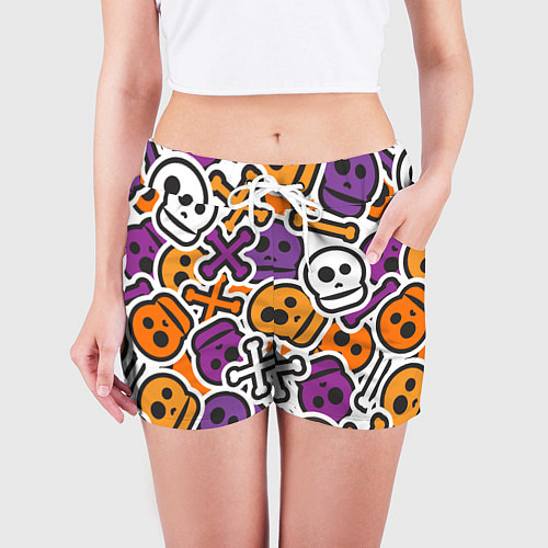 Женские шорты Funny skulls / 3D-принт – фото 3