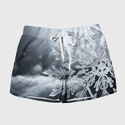 Шорты женские Снежинка на черно белое, цвет: 3D-принт