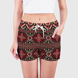Шорты женские Этнический славянский орнамент, цвет: 3D-принт — фото 2