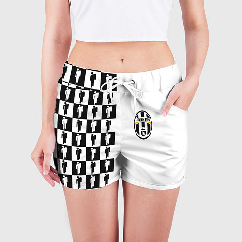 Женские шорты Ювентус паттерн люди / 3D-принт – фото 3