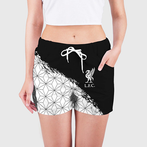 Женские шорты Liverpool краски текстура геометрия / 3D-принт – фото 3
