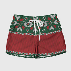 Женские шорты Новогодний узор вязаный
