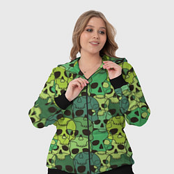 Женский 3D-костюм Зеленые черепа - паттерн, цвет: 3D-черный — фото 2