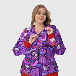Женский 3D-костюм Фиолетовый этнический дудлинг, цвет: 3D-красный — фото 2