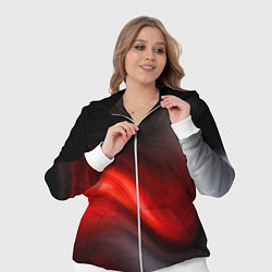 Женский 3D-костюм BLACK RED WAVES АБСТРАКЦИЯ, цвет: 3D-белый — фото 2