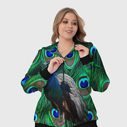 Женский 3D-костюм Павлин на фоне своих перьев, цвет: 3D-черный — фото 2