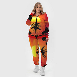 Женский 3D-костюм Пальмы на фоне моря, цвет: 3D-красный — фото 2