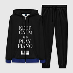 Женский 3D-костюм Keep calm and play piano, цвет: 3D-синий