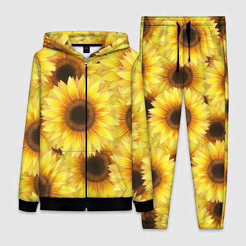 Женский костюм Подсолнухи в поле / 3D-Черный – фото 1