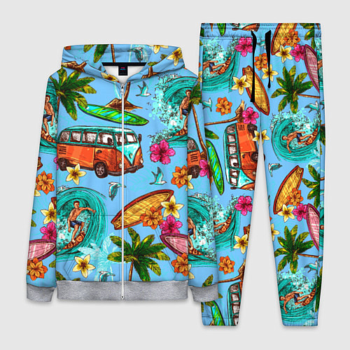 Женский костюм Пальмы, волны, серфинг / 3D-Меланж – фото 1