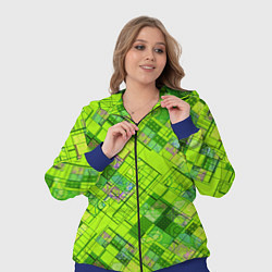Женский 3D-костюм Ярко-зеленый абстрактный узор, цвет: 3D-синий — фото 2