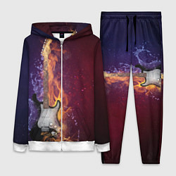 Женский 3D-костюм Гитара - Огонь и вода, цвет: 3D-белый
