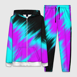 Женский 3D-костюм НЕОНОВЫЕ ПОЛОСЫ И НИЧЕГО ЛИШНЕГО NEON STRIPES, цвет: 3D-белый