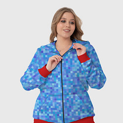 Женский 3D-костюм Голубая пиксель абстракция, цвет: 3D-красный — фото 2