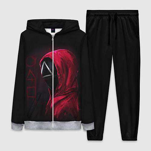 Женский костюм ИГРА В КАЛЬМАРА, СТРАЖ ТРЕУГОЛЬНИК, ФИГУРЫ ИГРЫ / 3D-Меланж – фото 1