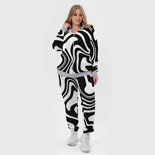 Женский костюм Черно-белые полосы Black and white stripes / 3D-Меланж – фото 4