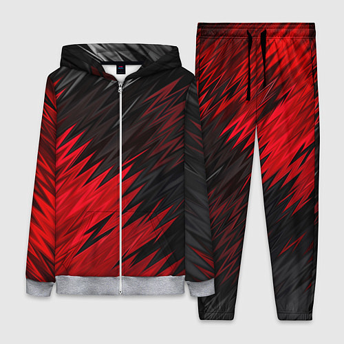 Женский костюм ЧЁРНО КРАСНЫЕ КРАСКИ RED BLACK STRIPES / 3D-Меланж – фото 1