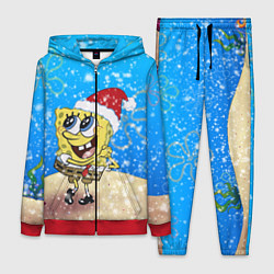 Женский 3D-костюм НОВОГОДНИЙ ГУБКА БОБ КВАДРАТНЫЕ ШТАНЫ, цвет: 3D-красный