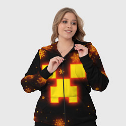 Женский 3D-костюм НОВОГОДНИЙ ОГНЕННЫЙ КРИПЕР CREEPER FIRE, цвет: 3D-черный — фото 2