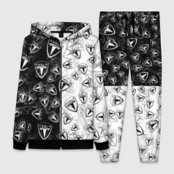 Женский 3D-костюм TESLA BLACK AND WHITE LOGO PATTERN, цвет: 3D-черный