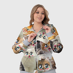 Женский 3D-костюм Много кошек с большими анимэ глазами, цвет: 3D-меланж — фото 2