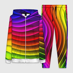 Женский 3D-костюм Color line neon pattern Abstraction Summer 2023, цвет: 3D-белый