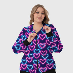 Женский 3D-костюм Неоновые сердца, паттерн, цвет: 3D-черный — фото 2
