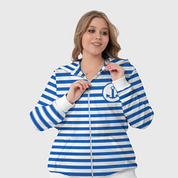 Женский 3D-костюм Морская тельняшка - бело-синие полосы и якорь, цвет: 3D-белый — фото 2