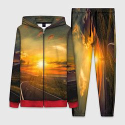 Женский 3D-костюм Закат у океана, цвет: 3D-красный